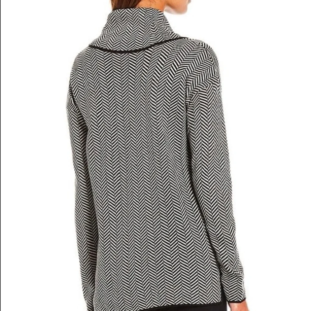 Calvin Klein Cowl Neck Long Sleeve Herringbone Pullover Sweater - Picture 2 of 9